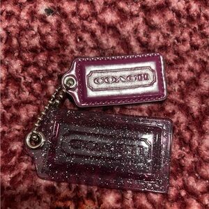 Coach Purple Poppy Glitter Acrylic & Leather Hangtags